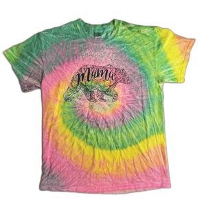 Colortone Womens M Mama Bear Tie Dye Graphic Short Sleeve T-Shirt
